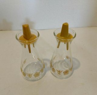 Pyrex Corning Corelle Gold Butterfly Glass Salt Pepper Shakers