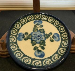 Polish Pottery Ceramika Artystyczna Boleslawiec Small Plate Blue Poppies