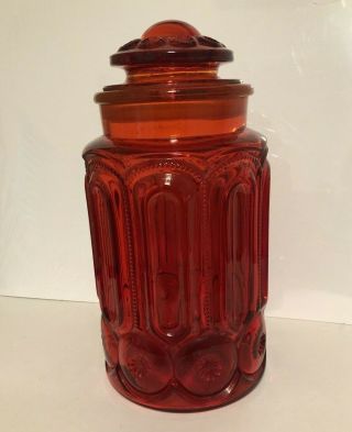 Le Smith Moon And Stars Large Canister 11.  75 " Red