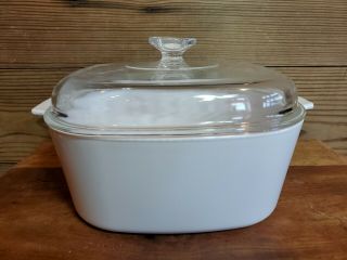 Corning Ware White Winter Frost Casserole Dish A - 5 - B With Glass Lid - 5 Liter