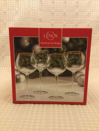 Lenox Set Of 4 Holiday Balloon Wine Glasses 16oz Glass Each Wrapped
