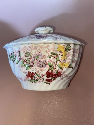 Copeland Spode Fairy Dell Sugar Bowl With Lid