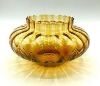 Vintage Mid Century Modern Empoli Italian Optic Glass Bowl Vase Amber