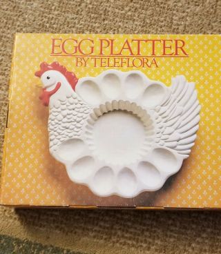 Teleflora Ceramic Hand Painted Chicken Egg Tray/Platter/Plate 2