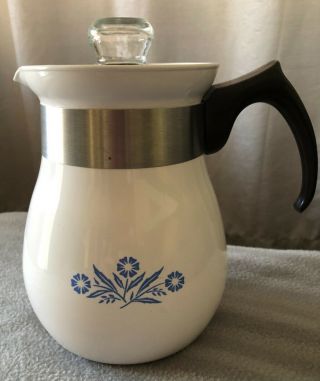 Corning Ware Rangetop Percolator Coffee Tea Pot P - 166 Cornflower 6 Cup