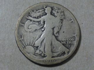 1916 - D Walking Liberty Half Dollar,  Semi - Key Date,  Antique Silver,