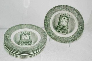 8 Vintage Green Royal China The Old Curiosity Shop 6 - 3/8 " Bread Plates