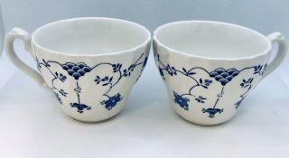 Set Of 2 Vintage Myott Finlandia Swirl Tea Cups Staffordshire England Blue White