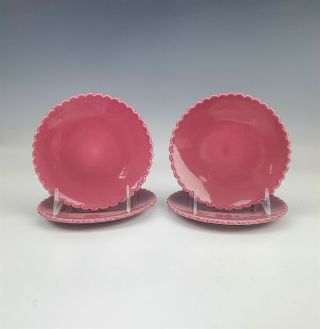 Set 4 Italy Hand Crafted Pink Scalloped Italian Ceramic Bread Butter Plates Tia
