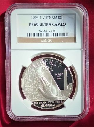 Ngc Proof 69 - 1994 - P Vietnam Veterans Memorial Commemorative Coin Ultra Cameo