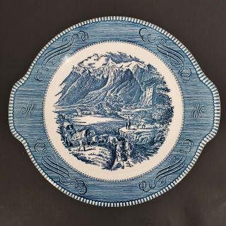 Currier And Ives Royal China Platter Tab Handle Cake Plate " The Rocky Mountains "