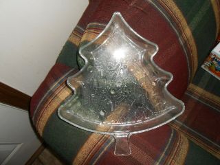 Glass Christmas Tree Serving Plater 12 " X14 "