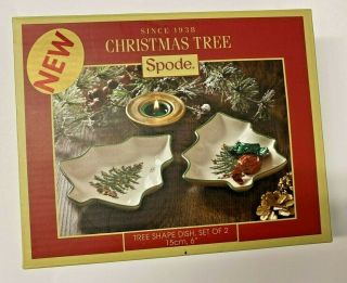 Spode Christmas Tree Shape Dish Set Of Two 6 " Candy / Nut Dishes