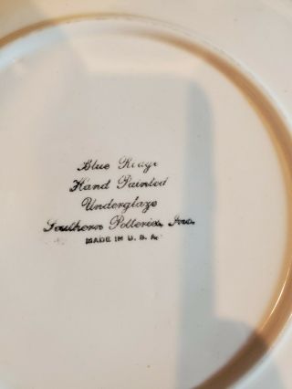 Vintage Southern Blue Ridge Pottery 8 1/2 Inch Salad Plate 2