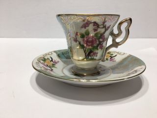 Lm Royal Halsey Flower Very Fine Japan Tea Cup & Saucer