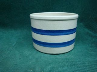 Robinson Ransbottom Low Jar 1 Pt Blue Stripe Roseville Ohio Pottery Crock