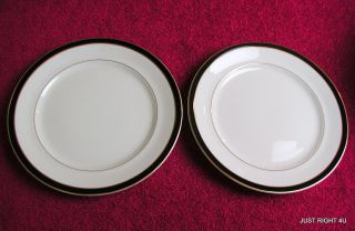 {set (s) Of 2} Mikasa (black Tie) 8 3/8 " Salad Plates Exc (4 Avail) Pat L6206