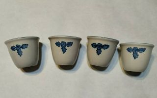 Pfaltzgraff Yorktowne Blue 3” Custard Cups/dessert Ramekins (4) Castle Markings