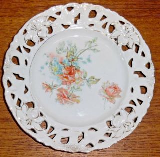 Vintage Decorative Porcelain Plate W/ Flowers - 8 3/4 "