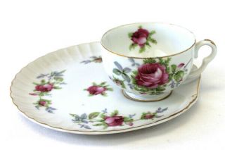 Norcrest China Pink Rose Snack Plate And Cup Nw - C - 160b