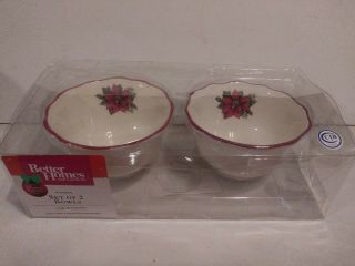 Better Homes & Gardens Set Of 2 Poinsettia Xmas Bowls Limited Edition