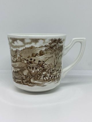J & G Meakin England Stratford Stage Brown Transfer Ware Tea Cup