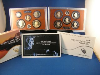 2019 Us Proof Set W/c.  O.  A.  And Parks And Extra West Point Penny