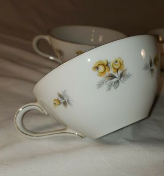 Ariel By Yamaka,  Japan China Coffee 4 Tea Cups With Yellow Roses Gold Rim