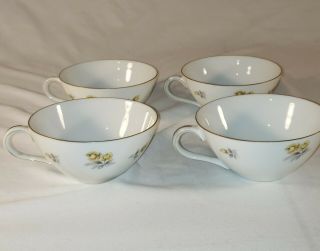 Ariel by YAMAKA,  Japan China coffee 4 tea cups With Yellow Roses Gold Rim 2