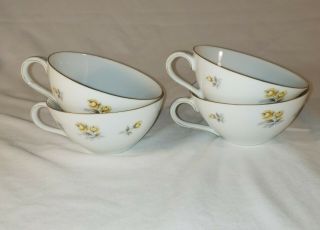 Ariel by YAMAKA,  Japan China coffee 4 tea cups With Yellow Roses Gold Rim 3