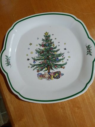 Nikko Christmastime Christmas Tree Happy Holidays Serving Tray Plate 10 "