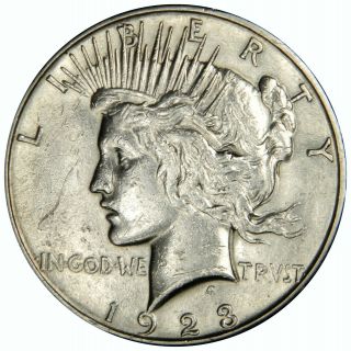 1923 - S Peace Dollar Au About Uncirculated (inv 685)