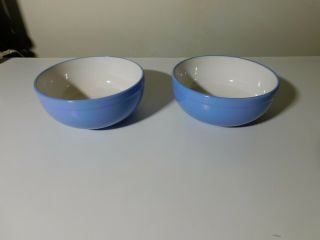 2 Gibson Everyday 6 " Bowls With Blue Exterior And White Interior