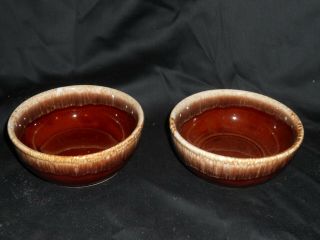 Estate Find Set Of 2 Vintage Hull Mccoy California Pottery Brown Drip Bowls