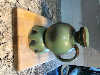 Frankoma Ball Coffee Carafe Pot Lid Warmer Plainsman Prairie Green 10 " 82w