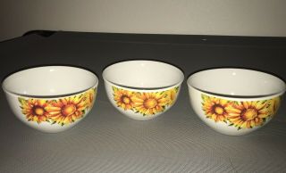 Royal Norfolk Greenbrier Set Of 3 Yellow Sunflower Cereal Bowls,
