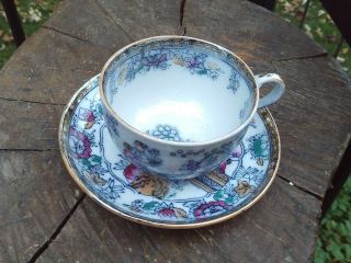 C1862 Hope & Carter C Polychrome Chinese Chinoiserie Coffee Cup & Saucer L.  S.  M.  S