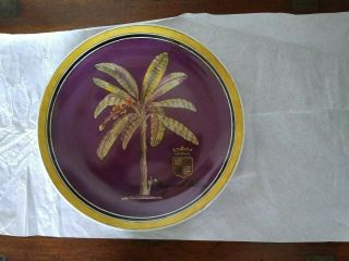 Raymond Waites - Palm Tree And Crest On Purple - 10 - 1/4 " Decorative Plate