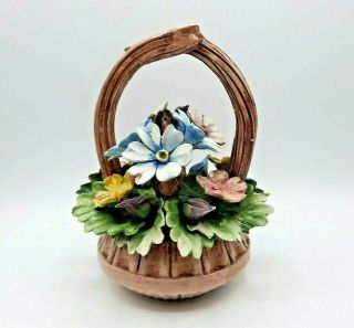 Vintage Capodimonte Porcelain Flower Bouquet Basket