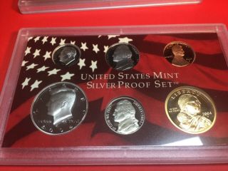 2004 Silver Proof Set With Silver Quarters 10 Piece Box And
