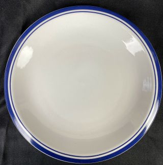 Culinary Arts Cafeware Porcelain White W/ Blue Stripe Dinner Plate Euc (4 Avail)