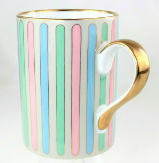 Fitz And Floyd Pastel Colonnade Porcelain China Coffee Tea Mug Gold Trim 4 Avail