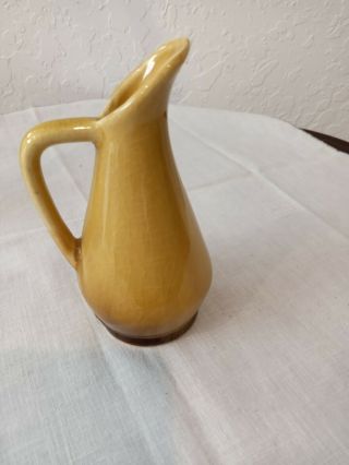 Mid Century Art Pottery Mustard Colored Mini Ceramic Bud Vase Pitcher Creamer