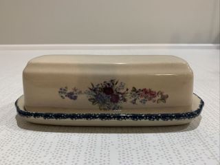 Home & Garden Party Stoneware Butter Dish - With Flowers