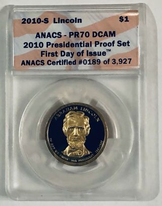 16th President Abraham Lincoln 2008 S $1 Pf70 Deep Cameo Dollar Coin