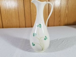 Belleek Porcelain Shamrock Pitcher Ewer Vase Ireland