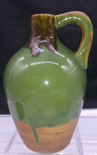 Studio Art Pottery Jug Pitcher Vase Drip Glaze Signed 8 " Tall