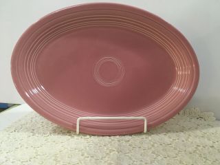 Homer Laughlin Fiesta Ware Rose/pink Oval 13.  5 " X 9.  5 " Serving Platter Dish Disc