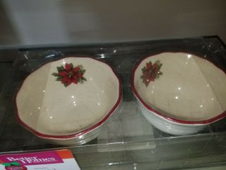 Better Homes Gardens Limited Edition Poinsettia Fruit Or Condiment Bowls Box