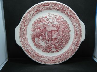 1965 Red Memory Lane Royal China Ironstone Round Tabbed Platter Cake Plate